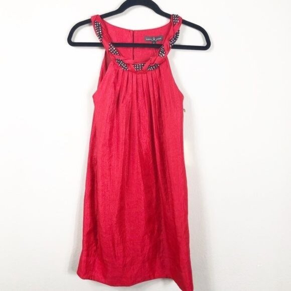 Alexia Admor Red Halter Dress Bead Braid Embellished Neck Sleeveless Size XS NWT - Picture 2 of 7
